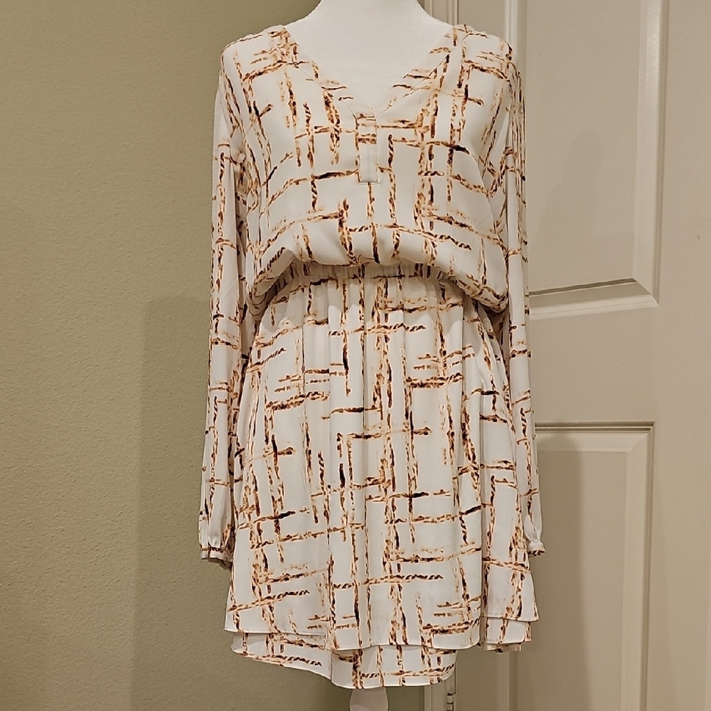 Chic Long Sleeve Patterned Dress